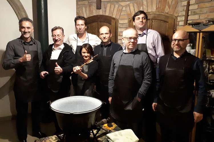 The black team is ready for the Goulash cooking